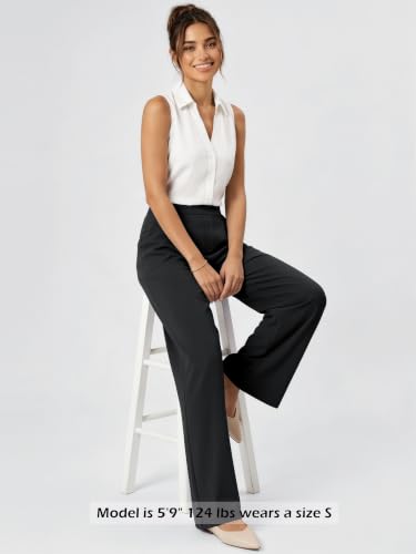 Image of ODODOS Women's Wide Leg Trousers, Ultra Soft odSTRATUM Tech High Waisted Casual Work Pants with Pockets, 27 inch / 29 inch / 31 inch Inseam