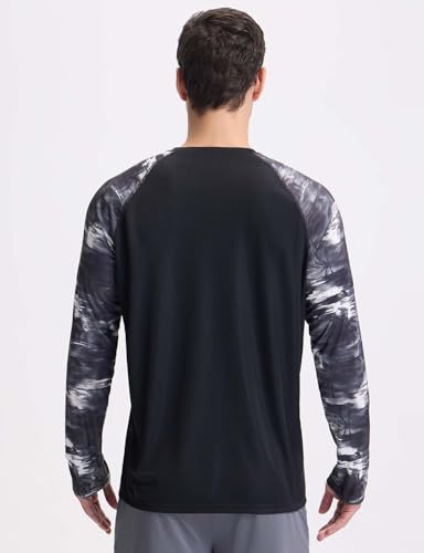baleaf Men's Sun Protection Swim Shirts Zipper Pocket Rash Guard Shirt Quick Dry Long Sleeve Sun Shirt UPF 50+2