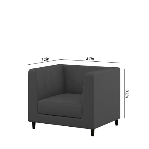 Image of BRAXTON - Floki 1 Seater Sofa Set for Living Room (Black Fabric) Premium Fabric Sofa