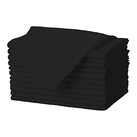 Gee Di Moda Cloth Napkins - 17 x 17 Inch Black Dinner Napkins - Set of 12 Soft & Absorbent Washable Fabric Cloth Table Napkins with Hemmed Edges for Hotel Restaurant, Holiday Parties & Wedding Cover