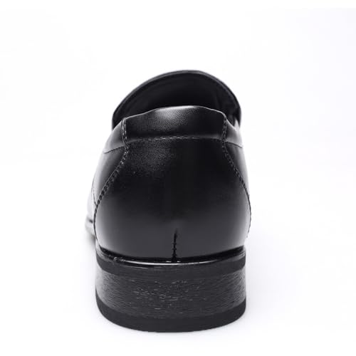 Formal Shoes for Men Slip On Apron Toe Round Toe PU Leather Resistant Non Slip Block Heel Outdoor(Black,10 M US)2