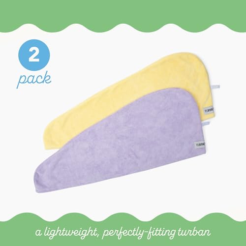 Image of Turbie Twist 2-Pack Microfiber Hair Towel for Beauty, Travel, Gifting - Hair Wrap Turban for Straight, Wavy & Curly Hair - Premium Personal Care - Lilac & Lemon