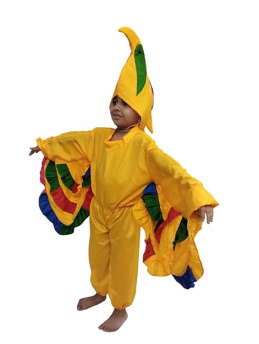 Image of BookMyCostume Yellow Bird Macaw With Multicolor Wings Kids Fancy Dress Costume 7-8 years
