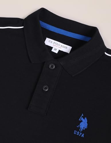 Image of U.S. Polo ASSN. Solid Regular Fit Polo T Shirts for Men - 100% Cotton, Half Sleeves Mens Tshirt