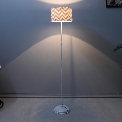Image of tu casa White Metal-Iron Base Foldable Floor Lamps with Maze Print & Satin Shade for Bedroom, Living Room, Lounge, Office Area, Gifting Without Bulb for Home Decoration (Height - 57 inch)