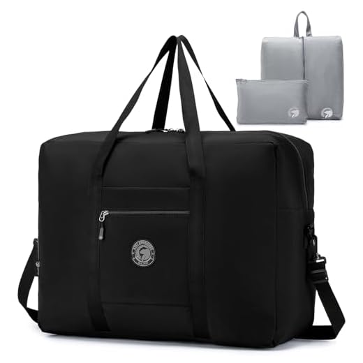 SPAHER Reisetasche 55x40x20 Handgepäck Tasche Ryanair Handgepäck 55x40x20 Tasche Flugzeug Groß Leichter Flugzeug Organizer Duffle Bag 45L Packbare Holdall Handtasche für Herren und Damen Schwarz