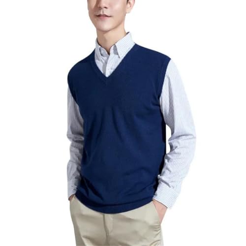 Men's Wool Blend Knitting Vest Solid Color Soft Jumpers Warm V-Neck Sweater Vest2