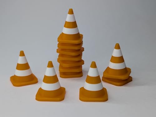 Image of 3D Printed Miniature Traffic Cones | Training Roadblock Signs | Minis | DIY Doll House Decor (Set of 10)