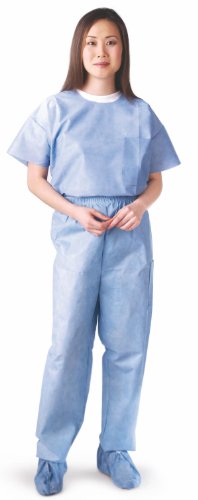 Medline XL Blue Disposable Scrub Pants with Drawstring Waist - Pack of 30 - Comfort & Durability for Medical Professionals