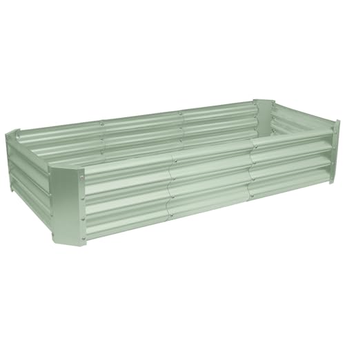Harbour Housewares Raised Garden Bed - Green - 180 x 90cm - Rectangle - Bottomless Metal Raised Bed Galvanised Steel Planter Box for Growing Outdoor Plants, Vegetables, Flowers and Herbs