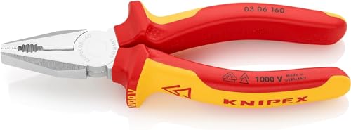 Knipex Alicate universal cromado, aislados con fundas multicomponentes, según norma VDE 160 mm (cartulina autoservicio/blíster) 03 06 160 SB