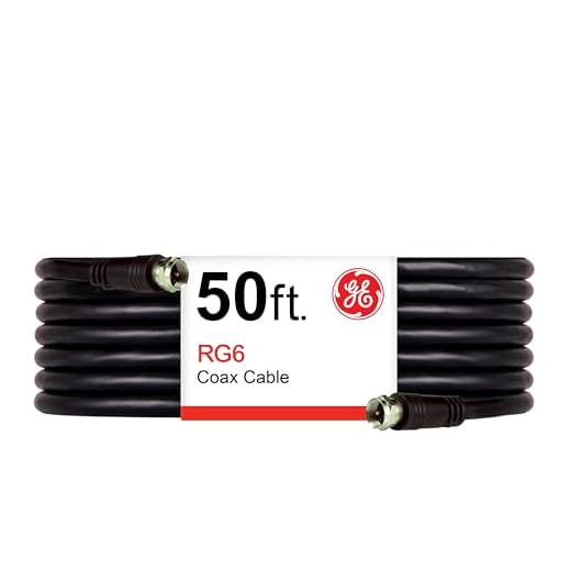 GE RG6 Coax Cable, 50ft, F-Type Connectors, Screw-On Installation, No Tools Required, Black 33600