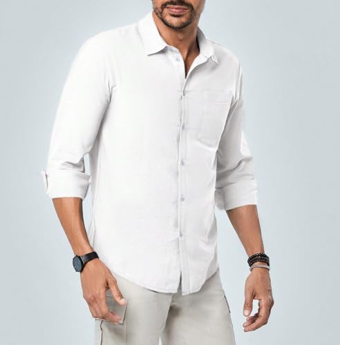 Image of TAGDO Men's Cotton Blend Full Sleeve Solid Shirt with Pocket (5169)