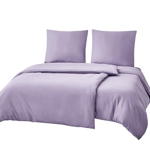 RUIKASI Bettwäsche 135x200 Lila 4teilig - Lavendel Bettwäsche-Sets...
