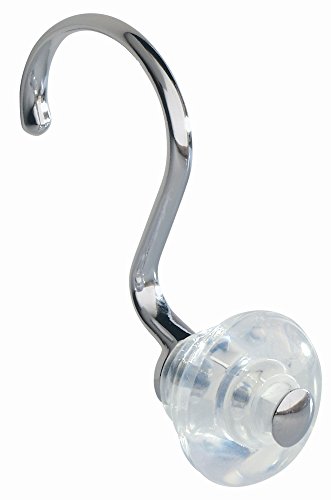 Preisvergleich Produktbild InterDesign York Duschvorhang Haken, Duschhaken aus Metall und Kunststoff, 12er-Set Vorhanghaken, durchsichtig / silberfarben
