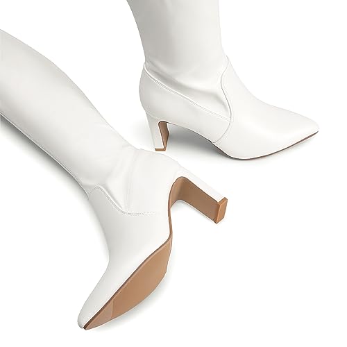 DREAM PAIRS Women's Over The Knee Stretch Thigh High Boots Chunky High Heels Pointed Toe Long Fall Boots3