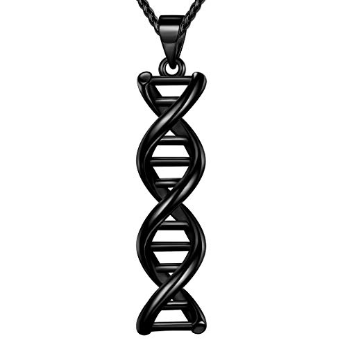 beautlace DNA Double Helix Chemistry Science Molecule Biology Necklace Black Gun Plated DNA Pendant Jewelry for Women and Girls KP0049K