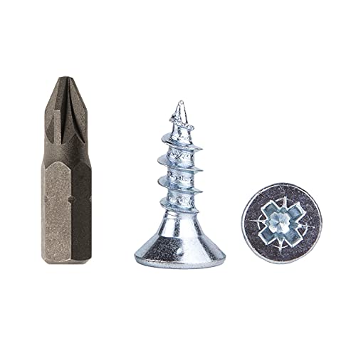 (Pack of 200 pcs) Zinc Plated Steel 5.0 x 16 mm Wood Screws, Chipboard Screws, Universal Pozi-Drive Screw, PZ Fully Threaded, Pozidriv Countersunk Head (200, 5.0 x 16 mm)