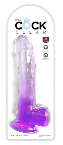 King Cock King Cock Clear 9" with Balls - Purple Clear/Purple 9 Pounces