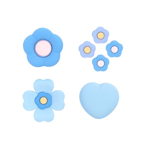Image of GeekShare Cross D-Pad Button Caps Thumb Grips Set,Silicone ABXY Key Buttons Sticker Compatible with Switch /OLED Joy Con (Blue & Purple)