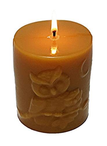 Pure Beeswax Decorative Pillar Candles - Owl Figurine - 3.5