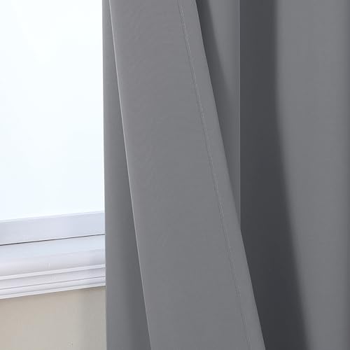 VEHEDE Eyelet Blackout Curtains 69 Inch Drops for Bedroom & Living Room, Soft Thermal Insulated Grey Panels, W55 x L69 Inch, 2 Pack - Image 4