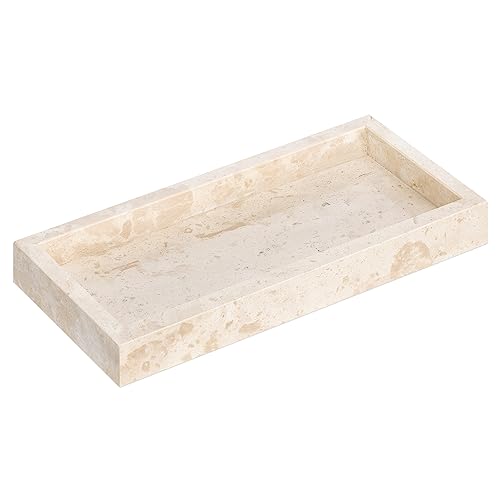 Navaris Travertin Badezimmertablett Kosmetiktablett Rechteckig 25 x 12