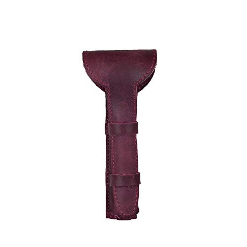 Étui pour rasoir double bord en cuir sangria idéal pour le voyage