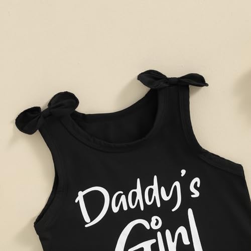 Image of Toddler Little Girl Clothes Summer Sleeveless Daddys Girl Letter Tank Tops Shorts Set 2Pcs Kids Casual Outfits