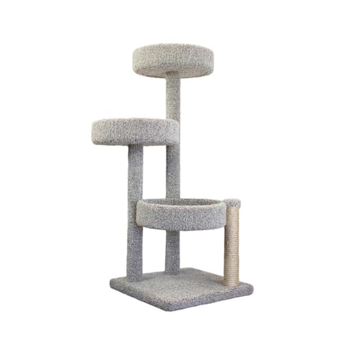 Maykoosh Rustic Recluse Large Cat Tower with Easy to Access Spacious Perches, Carpet Upholstered Cat Tree for All Cat Breeds, Multi-Perch Cat Tree with Sisal Rope Scratch Post Multicolor