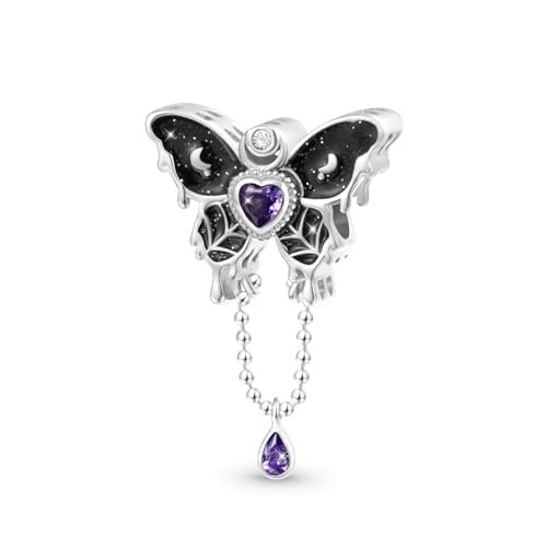 Image of GNOCE Halloween Butterfly Charm Sterling Silver Bead Halloween Charm Fit Bracelet /Necklace for Women Wife /Jewelry Gift