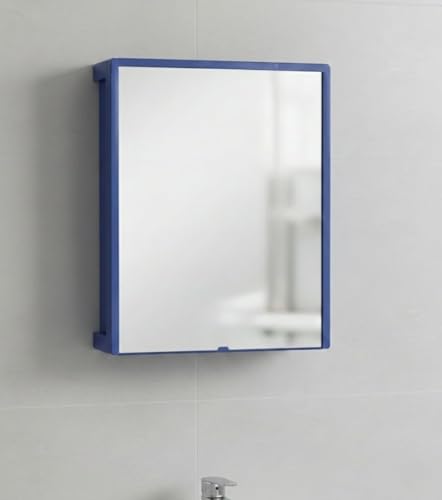 Image of BRANCO New Rich Look Bathroom Organizer Cabinet | Mirror with Shelf | 4 Shelves Storage Organizer | Wall Mounted Cabinet | for Home /Kitchen /Toilet (BRC-931) (Blue)
