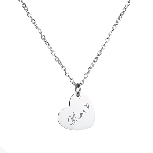 Générique Collier Cœur Personnalisé Femme – Pendentif en Acier Inoxydable Gravé avec Prénom – Cadeau pour Maman, Anniversaire, Fête des Mères...
