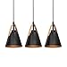 Produktbild GBLY Pendelleuchte Vintage 3 Flammige Reto Küche Hängeleuchte aus Plastik mit E27 Fassung im industrial Design Schwarz Pendellampe für Esszimmer Schlafzimmer Wohnzimmer Bar (ohne Birne)