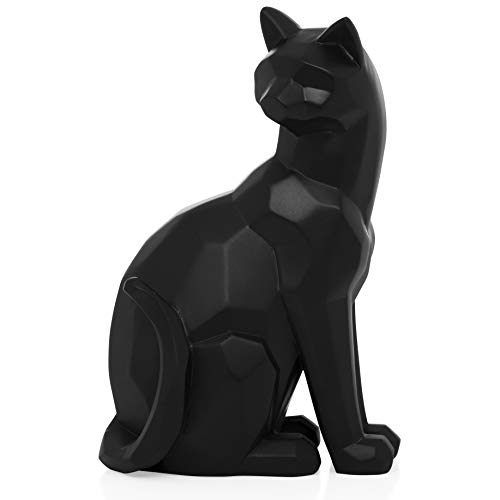 Torre & Tagus Carved Angle Sitting Black Cat Statue - Geometric Modern Room Decor Figurine Sculpture For Home Office As Table Shelf Desk Entryway Mantle Decor, Perfect For Animal & Pet Lovers, 9" H #TOP7
