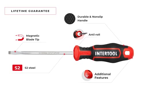 Intertool 36-Piece Magnetic Screwdriver, Bits Set, Plastic Rack, 8 Standard, 10 Precision, 18 Bits, 1 Bits Driver, Cushion Grip Handles, High Torque S2 Steel, Dual-Purpose Storage Shelf Vt08-3443 #TOP1
