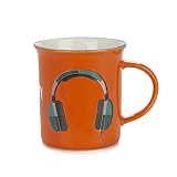 Balvi Mug Enjoy Color Naranja Taza Original de Colores Vintage Diseño Auriculares Cerámica 9,2x11,7x8