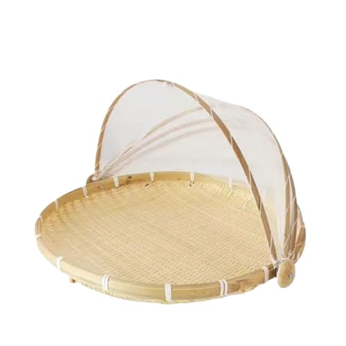 籐巻盆ざる 台所用品 梅干しほしかご 青竹 竹Rcuihak 水切り 籐 丸 盆 天然竹製 収納 保存 素朴 美観 実用 干し野菜バスケット 円形 可動式フタ 防塵 害虫制御 通気 乾燥 陰干し 梅干し 干物 ネット 使いやすい 竹 青竹もり皿 ネット付き