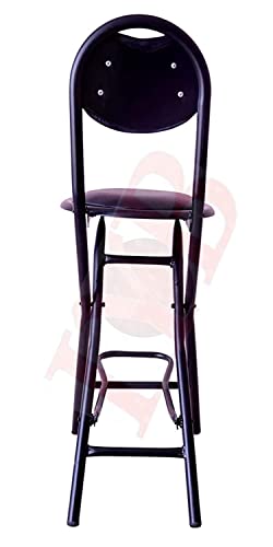 IYB 24-inch Seating Height Strong Heavy Duty Folding Chair with Foot Rest & Higher Height for Kitchen/Shop Counter/ Bar/Office /Breakfast/ Padded Black, Metal