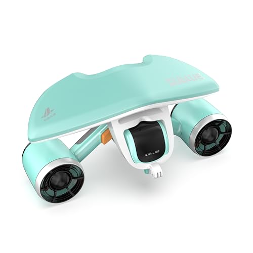 Sublue Mix Underwater Scooter with Action Camera Mount 30 Minutes 22lbf 131ft Waterproof Dual Motors Water Sports Pool Diving Snorkeling for Adults Gray Battery Version Aqua Blue