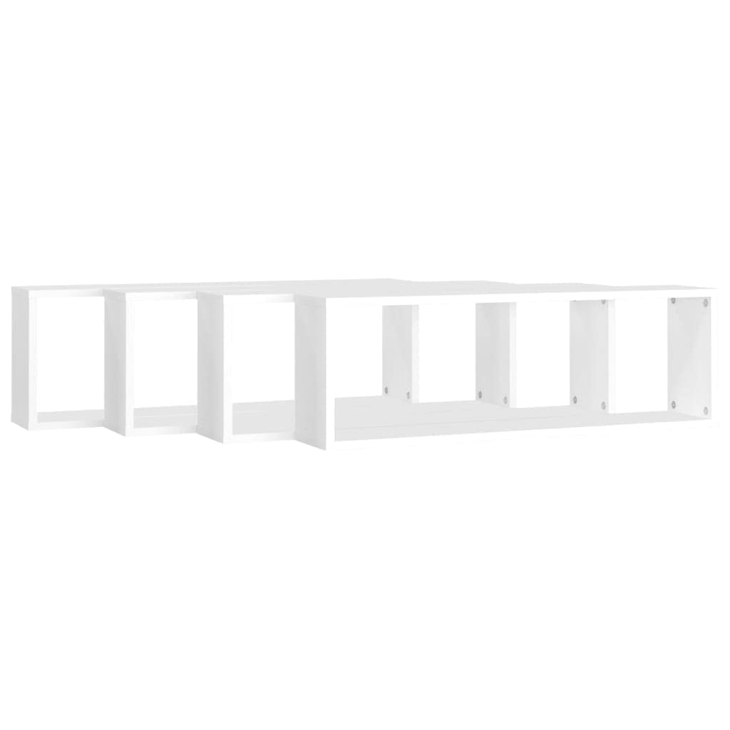 Scaffalature, mensole da parete e sporgenze, mensole cubiche da parete, 4 pezzi, bianco, 80 x 15 x 26,5 cm, in legno ingegnerizzato