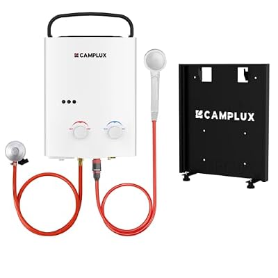 Camplux Tankless Water Heater, 1.32 GPM Portable Propane Outdoor Camping Water Heater, 5L, AY132, White