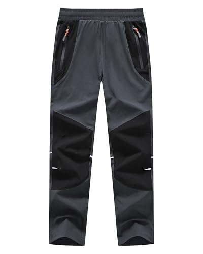 Buyboxs Wanderhose Kinder Sommer Wasserdicht Outdoorhose Jungen Arbeitshose Mädchen Trekkinghose mit Gummibund Dunkelgrau S (122-128)