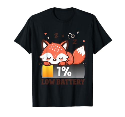 Ropa divertida Fox Low Battery Clothes Sweet Gift Nightie Insomnia Camiseta