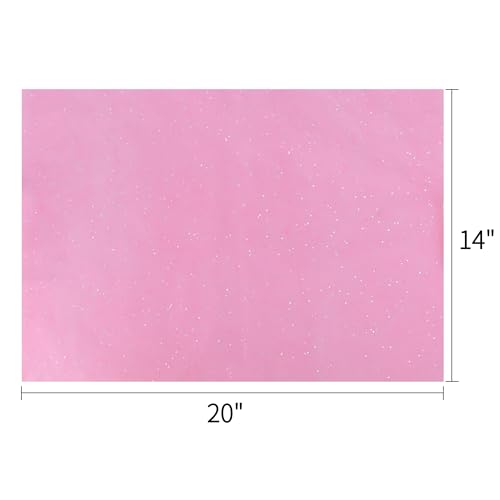 SUNCOLOR Glitter Pink Tissue Paper for Valentines Day, 20 x 14 inches, 120 Sheets, for Gift Wrapping and Crafts