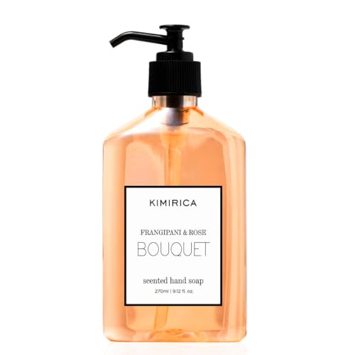 Kimirica Organic Bouquet Hand Soap | Gently Cleanses & Keep Hands Soft and Moisturized | Natural Hand Wash | Aromatic Frangipani & Rose Fragrance | 9.13 Fl Oz/270ml