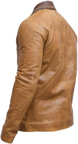 Mens Tan Brown Real Leather Coat Jacket Arthur Morgan Jacket3