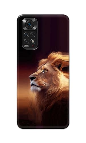 Image of PRINTFIDAA Printed Hard Back Cover Case for Mi Redmi Note 11 4G Back Cover (Danger Lion) -112