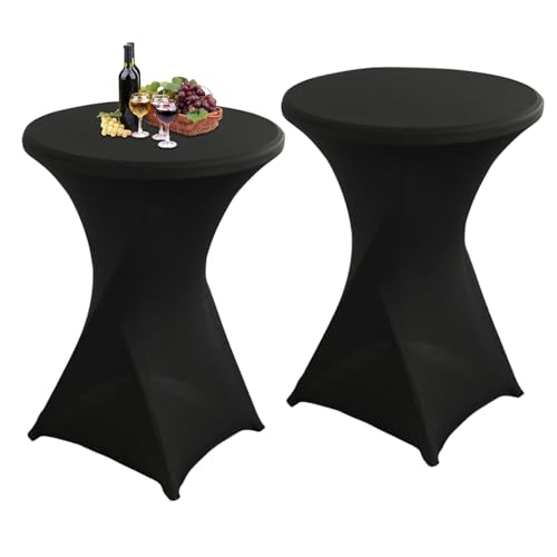 Aiuuee Lot de 2 Housse Mange Debout, Ø 80-85 cm Extensible Nappe pour Table Haute Ronde,...