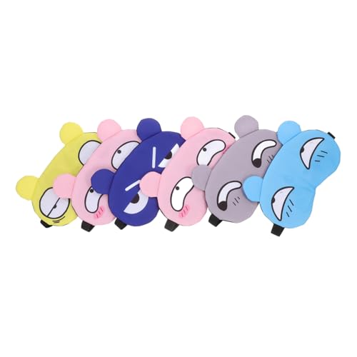 PACKOVE 6個可愛いカートゥーンアイマスク 可能なエラスティックバンド付き 睡眠用 スリーピングマスク 軽量で快適な遮光性 旅行 昼寝 キャ